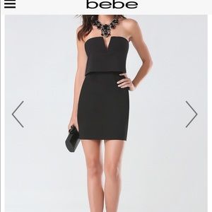 BEBE plunging flyaway dress NWT